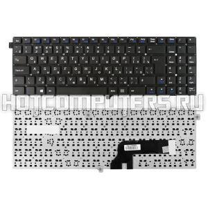 Клавиатура для ноутбука Clevo W550. Г-образный Enter. Черная, без рамки.
