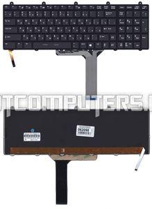 Клавиатура для ноутбука Clevo P170EM черная с рамкой и подсветкой 7 цветов