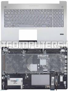 Клавиатура для ноутбука Asus G550, N550 Series, p/n: 90NB00K1-R32UK0, 90NB00K1-R31WB0, 90NB00K1-R31UK0, серебристая с серебристым топ кейсом и подсветкой 