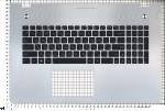 Клавиатура для ноутбука Asus N76V Series, черная, c серебристым топкейсом