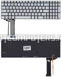 Клавиатура для ноутбука Asus N551, N751 Series, p/n:  PK13183310S, PK13183110S, 9Z.N8BBC.P01, серая с подсветкой