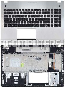 Клавиатура для ноутбука Asus N56 Series, p/n: 90NB03Z1-R31RU0, 0KNB0-6621RU00, AENJ8701010, черная с серебристым топкейсом