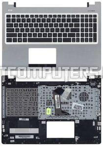 Клавиатура для ноутбука Asus K56 Series, p/n: 0KN0-N31RU13, 0KNB0-6113RU00, 0KNB0-6127RU00, черная c серебристым топкейсом