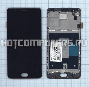 Модуль (матрица + тачскрин) для OnePlus 3 черный c рамкой, Диагональ 5.5, 1920x1080 (Full HD)