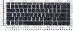 Клавиатура для ноутбука HP EliteBook Folio 9470M Series, p/n: 697685-001, SG-57400-XUA, 6037B0080301, черная с серебристой рамкой без указателя