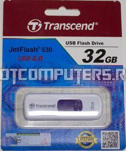 USB флеш-диск 32GB TRANSCEND Jetflash 530, TS32GJF530, фиолетовый и белый выдвижной механизм