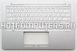 Клавиатура для ноутбука Asus S200, S200E, X201, X201E, X202, X202E Series, p/n: 90NB00L1-R31RU0, 0KNB0-1122US00, 9Z.N8KSQ.601, белая с серебристым топкейсом