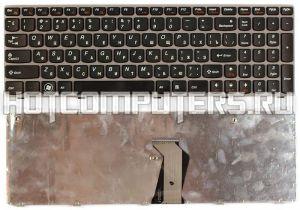Клавиатура для ноутбуков Lenovo IdeaPad Z560, Z565, G570, G770 Series, p/n: 25-010793, MP-10A33SU-6864, NSK-B50SC, русская, черная с серой рамкой, ножка крепежа находится рядом со шлейфом