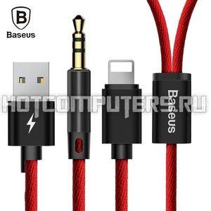 Кабель Baseus Cable L34 для Apple to 3.5mm & USB Charging Audio Cable Red 1.2M Premium
