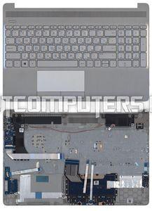 Клавиатура для ноутбука HP 15-DW Series, серебристая с cеребристым топкейсом