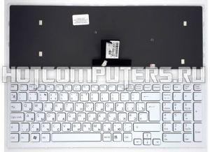Клавиатура для ноутбуков Sony Vaio VPC-EB Series, Русская, белая с белой рамкой