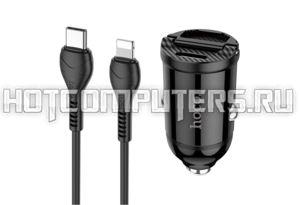 Автомобильная зарядка HOCO NZ2 Link, кабель Lightning, QC3.0, один порт USB, один порт Type-C,черный