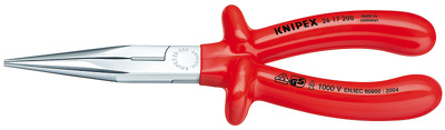 (KN-2617200) Круглогубцы с плоскими губками с режущими кромками, 200 мм, 26 17 200, KNIPEX KN-2617200
