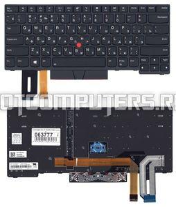 Клавиатура для ноутбука Lenovo 01YP360 черная с черной рамкой, со стиком и подсветкой