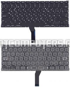 Клавиатура для ноутбуков Apple A1369 Series, 2011+, плоский ENTER, с поддержкой подсветки, p/n: MC503LL/A, Русская, Чёрная