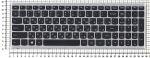 Клавиатура для ноутбуков Lenovo IdeaPad U510, U510, Z710 Series, p/n: 25206409, 9Z.N8RSU.10R, HMB3130TLA12, русская, черная с серебряной рамкой