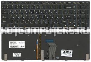 Клавиатура для ноутбуков Lenovo IdeaPad Y580, Y580A, Y580M, Y580N, Y580NT, Y580P Series, p/n: 25203133, 9Z.N5sbc.50R, NSK-B55BC 01, русская, черная с черной рамкой с подсветкой