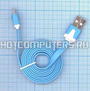 Плоский кабель Color USB-microUSB 1.0m USB-2.0 Blue (Голубой)