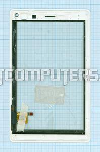 Сенсорное стекло (тачскрин) 070367-01A-V1 белый VER.2 с рамкой, Диагональ 7