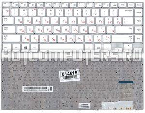 Клавиатура для ноутбука Samsung 370R4E, NP370R4E, 470R4E, NP470R4E, NP470R4E-K01 Series, p/n: BA59-03619C белая без рамки, плоский Enter