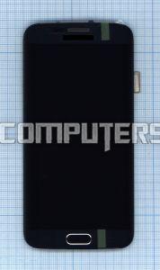 Модуль (матрица + тачскрин) для Samsung Galaxy S6 Edge SM-G925F черный с рамкой и кнопкой Home, Диагональ 5.1, 2560x1440 (WQHD)