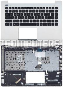 Клавиатура для ноутбука Asus VivoBook S451L, S451LA, S451LB Series, p/n: 13NB02U1AM0221, черная c серебристым топкейсом