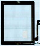Сенсорное стекло (тачскрин) для планшета Apple iPad 4 черное с кнопкой Home