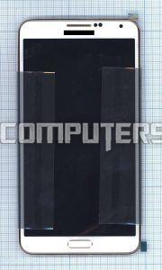 Модуль (матрица + тачскрин) для Samsung Galaxy Note 3 SM-N900 белый c золотой рамкой, Диагональ 5.7, 1920x1080 (Full HD)