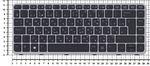 Клавиатура для ноутбука HP EliteBook Folio 1040 G1, 1040 G2 Series, p/n: 736933-001, 90.4LU07.L01, 831-00307-00A, черная с серой рамкой с подсветкой