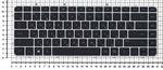 Клавиатура для ноутбука HP Envy 4-1000, Envy 6-1000 Series, p/n: 692759-001, PK130QJ1Z00, 9Z.N8LLC.001, черная с серебристой рамкой и подсветкой