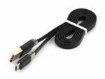 Плоский кабель Color USB-microUSB 1.0m USB-2.0 Black (черный, 100 см)