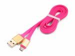 Плоский кабель Color USB-microUSB 1.0m USB-2.0 Pink (розовый, 100 см)