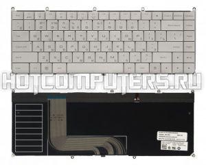 Клавиатура для ноутбуков Dell Adamo 13-A101 Series, p/n: AESS5R00020, NSK-DH00R, 9J.N1G82.00R, русская, серебристая с подсветкой