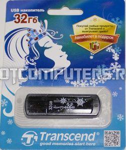 USB флеш-диск 32GB TRANSCEND Jetflash 350, TS32GJF350, черный+снежинки