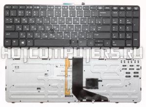 Клавиатура для ноутбука HP ZBook 15 Series, p/n: MP-12P23SU-J698W, PK130TK2B00, 745663-001, черная с черной рамкой и подсветкой, со стиком
