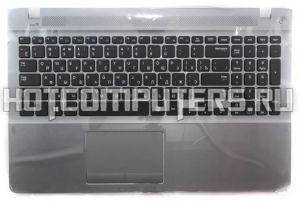 Клавиатура для ноутбука Samsung NP510R5E Series, p/n: BA75-04536C, черная c серебристым топкейсом
