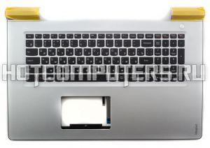 Клавиатура для ноутбука Lenovo IdeaPad 700-17ISK Series, p/n: 1KAHZZ7007P, 460.07c04.0003, черная с серебристым топкейсом и с подсветкой