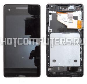 Модуль (матрица + тачскрин) для смартфона Sony Xperia V LT25i черный с рамкой