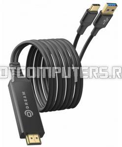 Кабель DREAM HDMI HD01 2M для Samsung DEX (TYPE-C, USB) черный