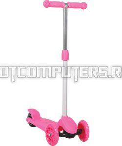 Самокат детский трехколесный Actiwell ACT-S02 3-колесный с регулировкой высоты руля и светящимися колесами 120 мм, розовый, нагрузка до 40кг, 12 мм