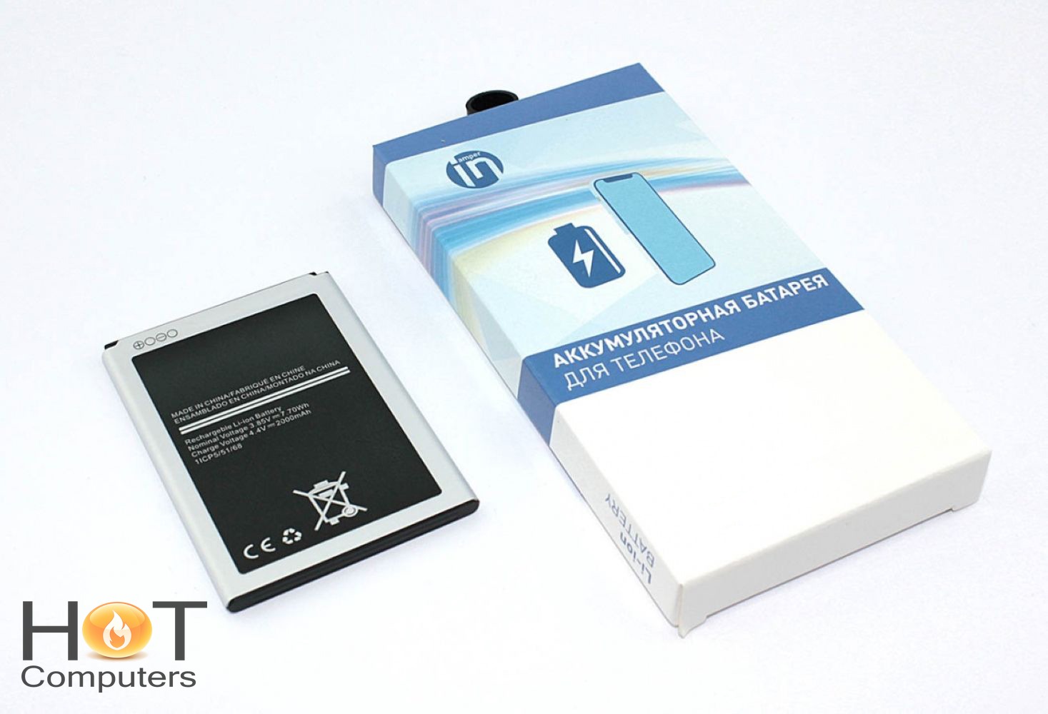 Аккумуляторная батарея Amperin для смартфона Samsung Galaxy J1 SM-J120F (EB-BJ120BBE) 1800mAh