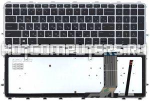 Клавиатура для ноутбуков HP Envy 15-j000, 17-j000 Series, p/n: 720244-111, 720244-121, 720244-041, русская, чёрная с серебристой рамкой и подсветкой