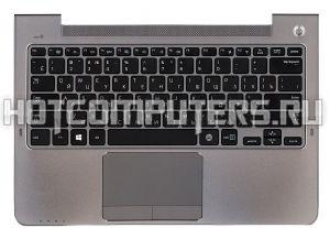 Клавиатура для ноутбуков Samsung NP-535U3C 535U3C BA75-04055M черная топ-панель серебристая, русская