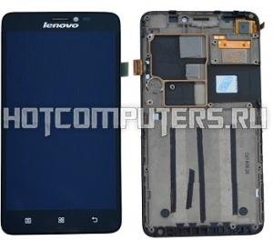 Дисплей для Lenovo S850 в сборе с тачскрином (черный) с рамкой, Premium