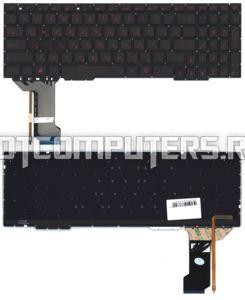 Клавиатура для ноутбука Asus GL753 FX553VD черная с красной подсветкой (узкий шлейф подсветки)