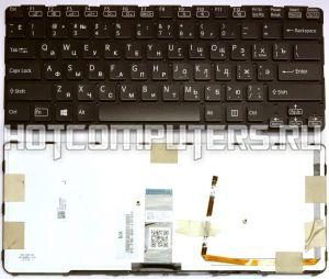 Клавиатура для ноутбука Sony SVE14A черная с подсветкой, без рамки