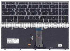 Клавиатура для ноутбуков Lenovo IdeaPad Flex 15 G505S, S510, Z510 Series, p/n: 0KN0-B71US13, 25-211061, 25-211080, русская, черная с подсветкой и серебристой рамкой