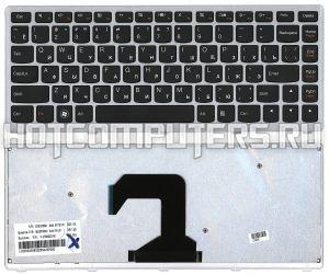 Клавиатура для ноутбуков Lenovo IdeaPad U410 Series, p/n: AELZ8U01110, MP-11K93SU-6862, NSK-BC4SQ, черная с серебристой рамкой