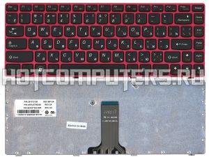 Клавиатура для ноутбуков IBM Lenovo IdeaPad Z370, Z370A, Z375, Z475, Z470, Z370 Series, p/n: 9Z.N5TSQ.L0R, B6lsq, AEKL6700230, русская, черная с красной рамкой
