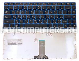 Клавиатура для ноутбуков IBM Lenovo IdeaPad Z370, Z370A, Z375, Z470, Z475, Z370 Series, p/n: AEKL6700230, 9Z.N5tsq.N0r, 25-013126, русская, черная с синей рамкой